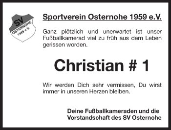 Traueranzeige von Christian Bemmerl von Pegnitz-Zeitung